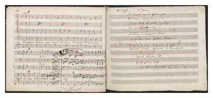 Manuscript score of music composed for performers at Vauxhall Gardens. Image © Lambeth Archives