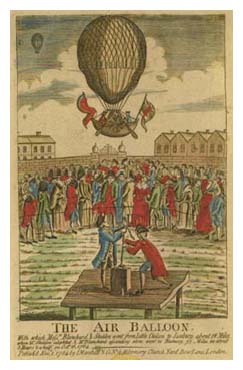 The Air Balloon, from Sarah Banks' scrapbook, showing crowds watching an air balloon ascend. Image © The British Library