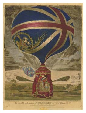 Hot air balloon with the British flag, from Sarah Banks' scrapbook. Image © The British Library