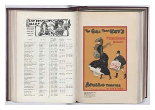 Pages from The Playgoer including a list of plays and a poster of 'The Girls from Kay's', Vols. 3-5. Image © Senate House Library, University of London